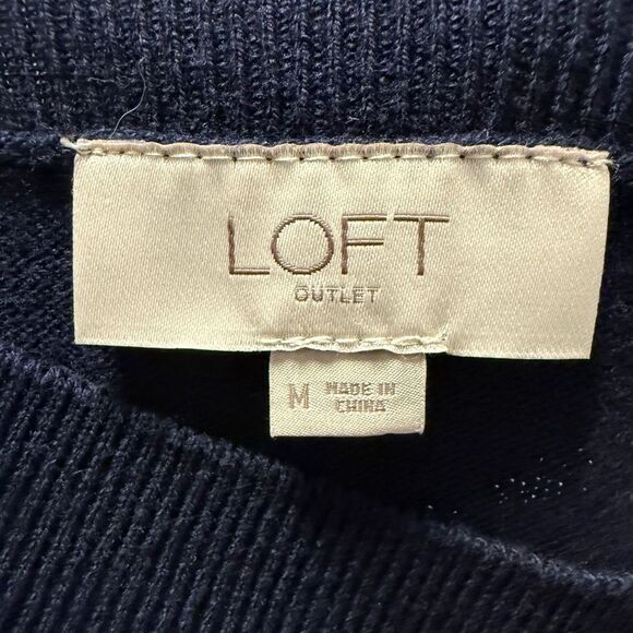 Loft Outlet Long Sleeve Crew Neck Navy Polka Dot Sweater‎ Medium - Picture 5 of 6